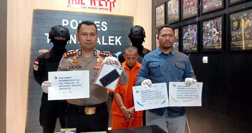 Polisi amankan pelaku beserta barang buktinya. (mil)