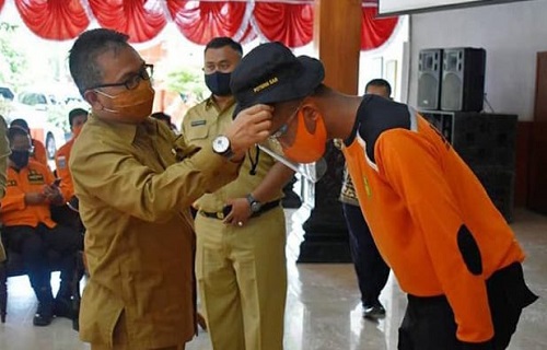 Pj Bupati saat membuka pelatihan teknis pertolongan pertama kecelakaan (First Aid) di pendopo Manggala Praja Nugraha.