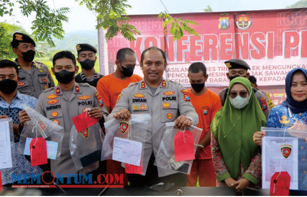 Komplotan Pelaku Pencuri Mesin Traktor Asal Kediri Diborgol Satreskrim Polres Trenggalek